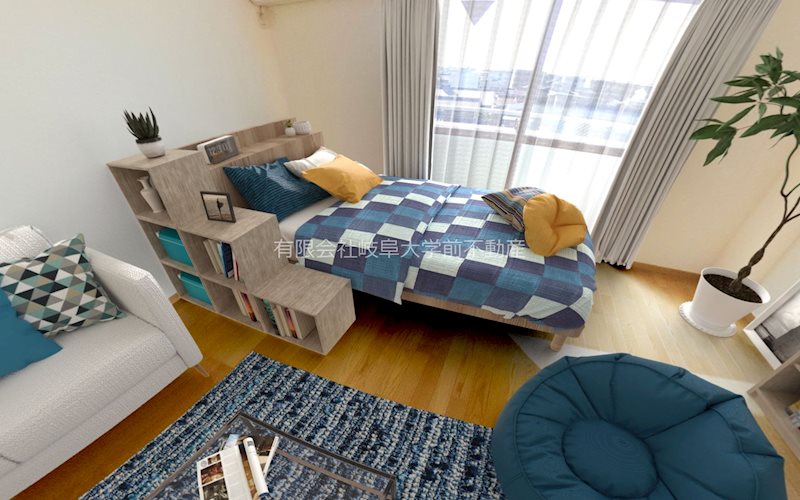 YKカレッジマンション 家具設置イメージ（画像中の家具や小物はCGイメージであり、実際のお部屋には設置されておりません）